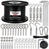 TooTaci 1/8" Wire Rope Kit, 200FT Black Vinyl Coated Stainless Steel Wire Cable, 7×7 Strands Core, M5 Turnbuckles for Cables Wire, Tension Wire for String Light Hanging Kit, Clothesline, Garden Wire